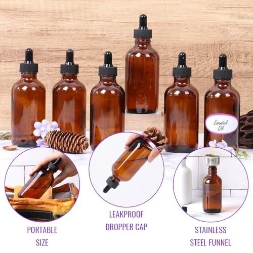 4 oz Dropper Bottles Glass 24Pack Glass Tincture Bottles 4fl.oz-24Pack Amber