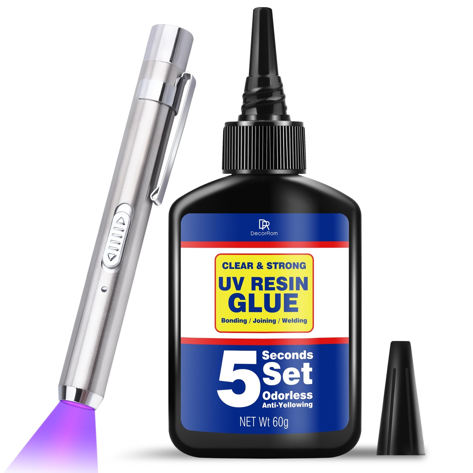 UV Resin Kit with Light, 60g Glue for Bonding & Curing in Transparent