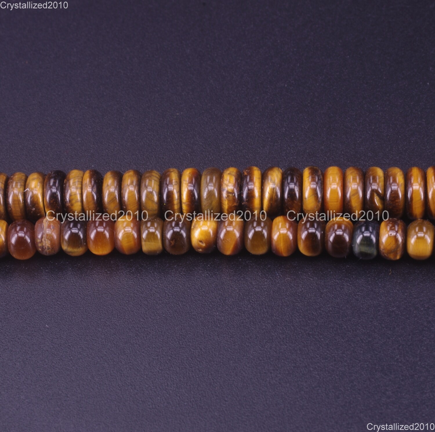 Natural Gemstone Tiger’s Eye Rondelle Spacer Beads 4mm 5mm 6mm 8mm 10mm 15.5″