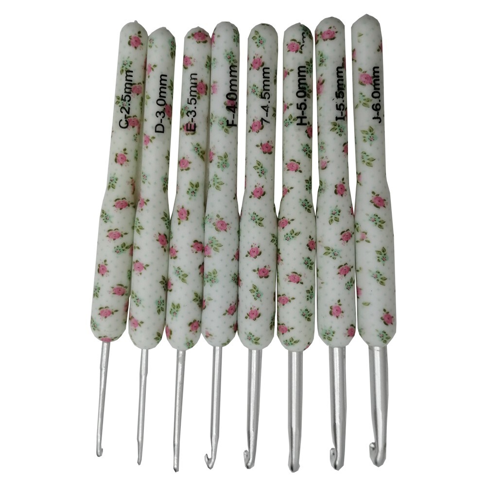 8PCS Knitting Needles Set Ergonomic Grip Crochet Hook Soft Handle Home