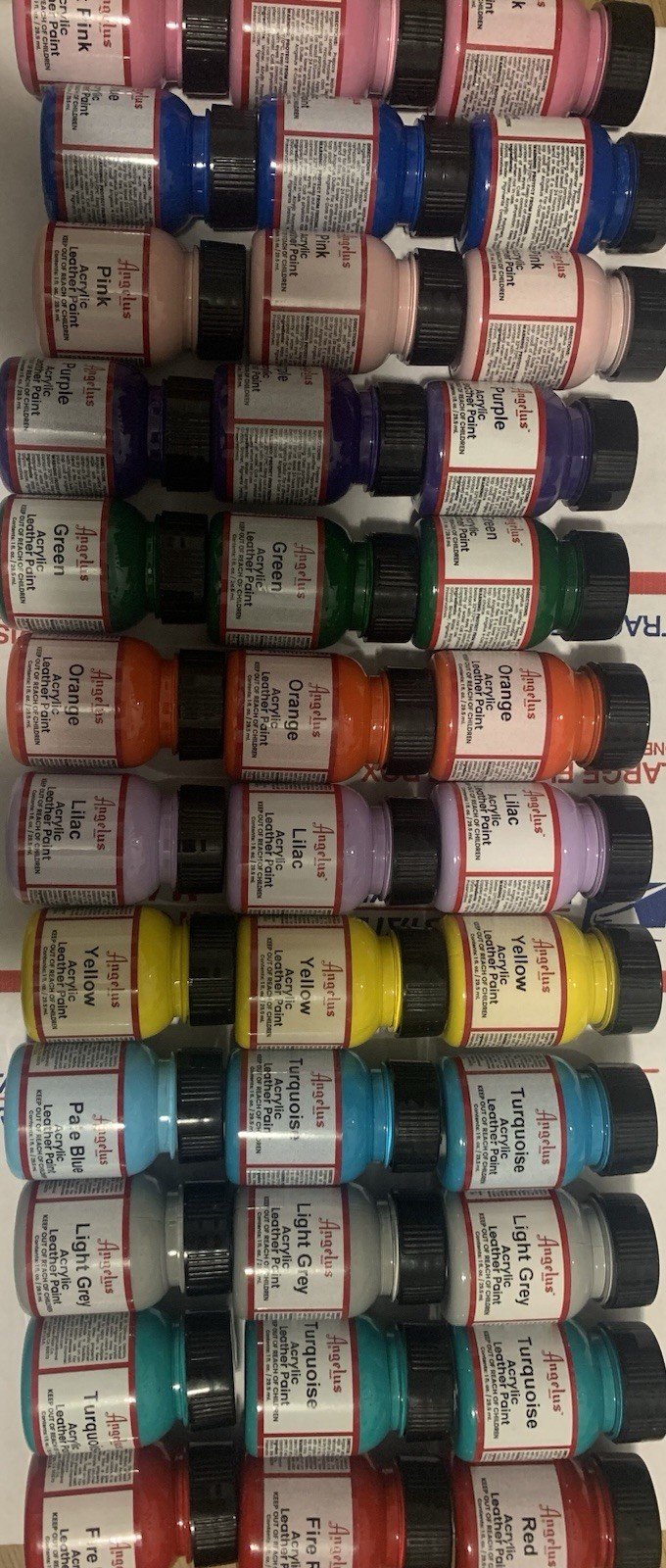 Angelus Acrylic Leather Paint Waterproof Sneaker Paint Lot Of 36 New 1.oz