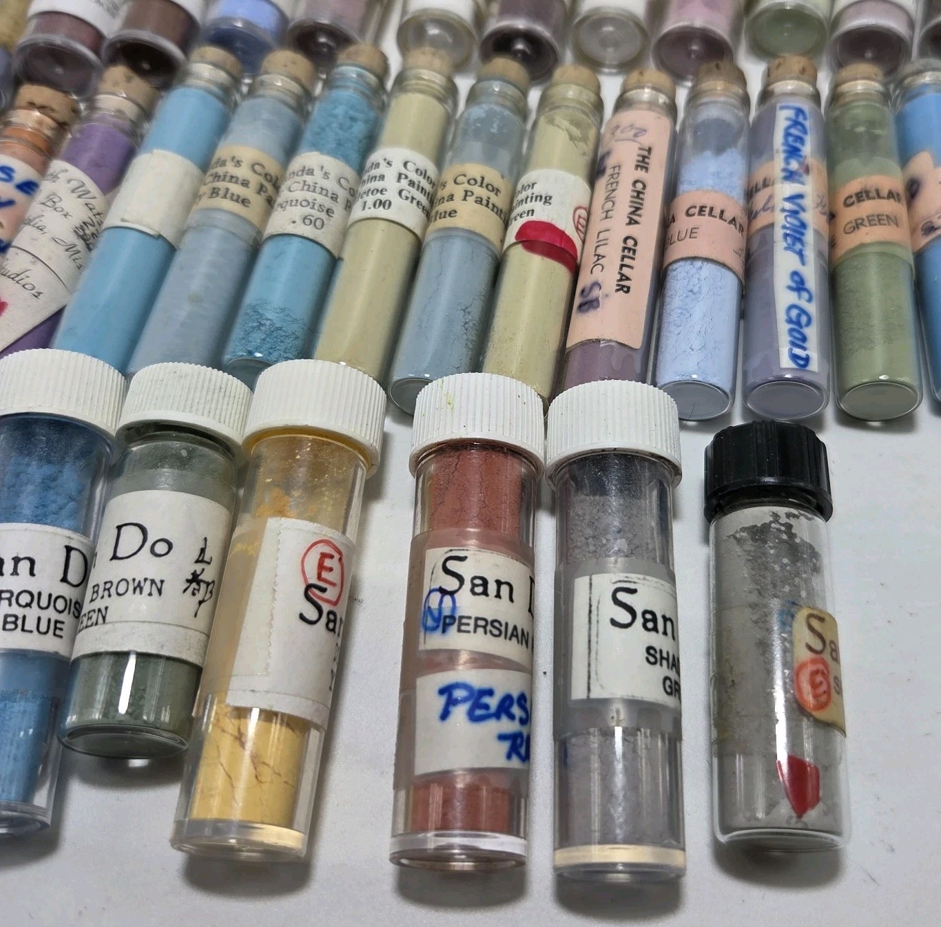 VTG Lot Of 49 China Paint Porcelain Dry Powder Various Manufacturers W/Metallics