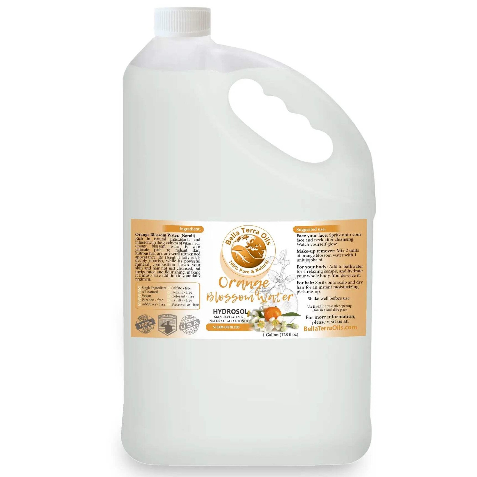 Pure Neroli Orange Water Hydrosol 100% Natural Skin Hair Face Aromatherapy Toner