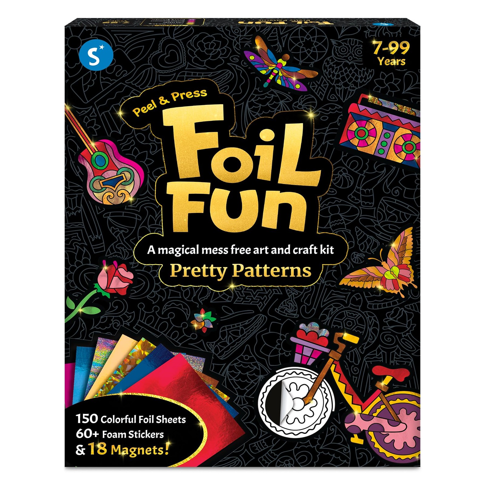 Foil Fun – Pretty Patterns, 18 DIY Magnets Mess-Free Art, Colorful Creative P…