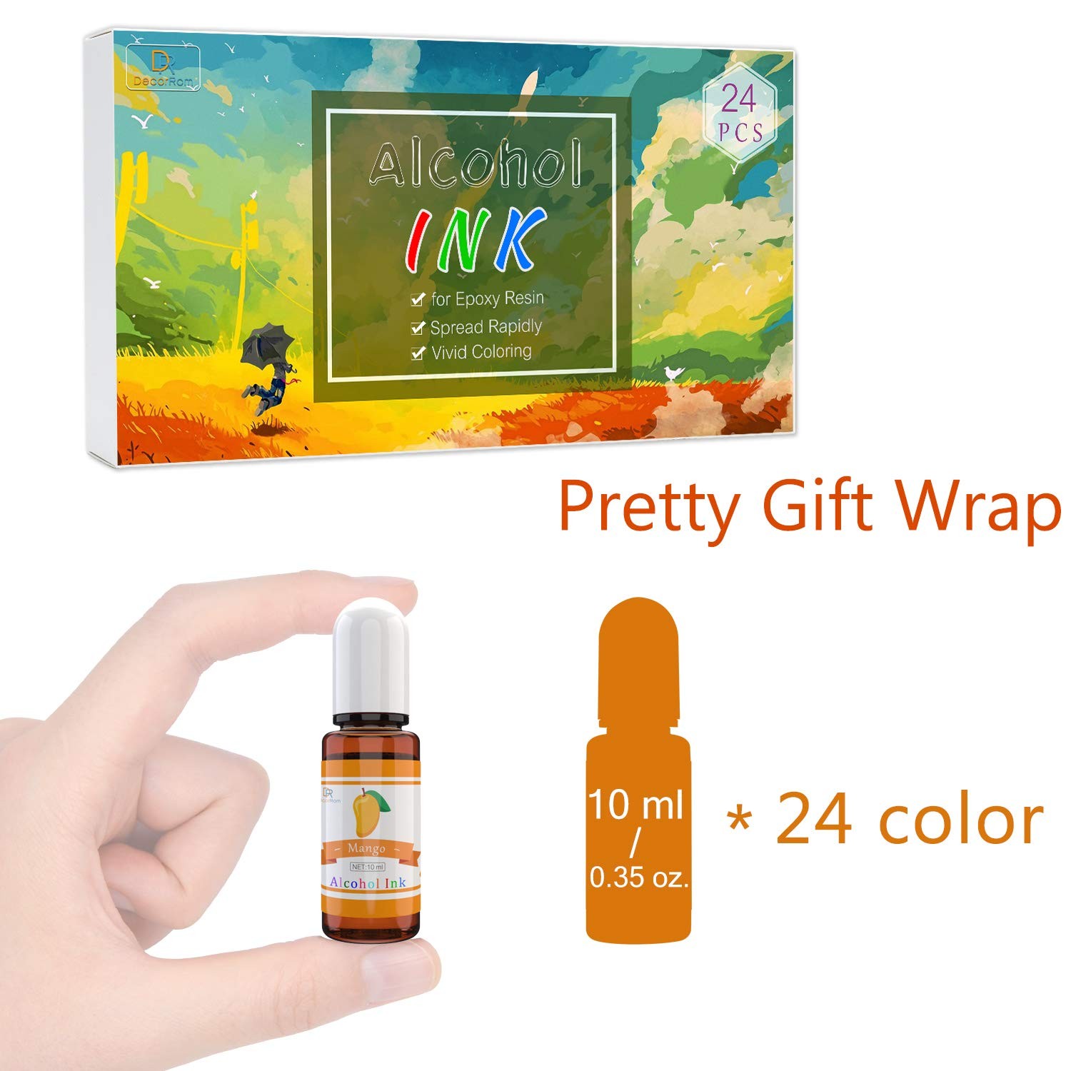 Alcohol Ink Set – 24 Vibrant Colors for Resin Art, Petri Dish Making, Epoxy P…