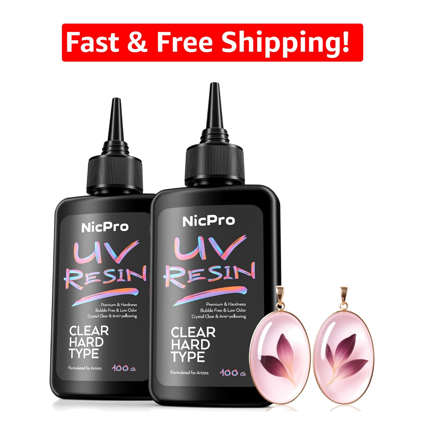 200g Crystal Clear UV Resin Kit – Fast Curing, High Viscosity for Jewelry Making