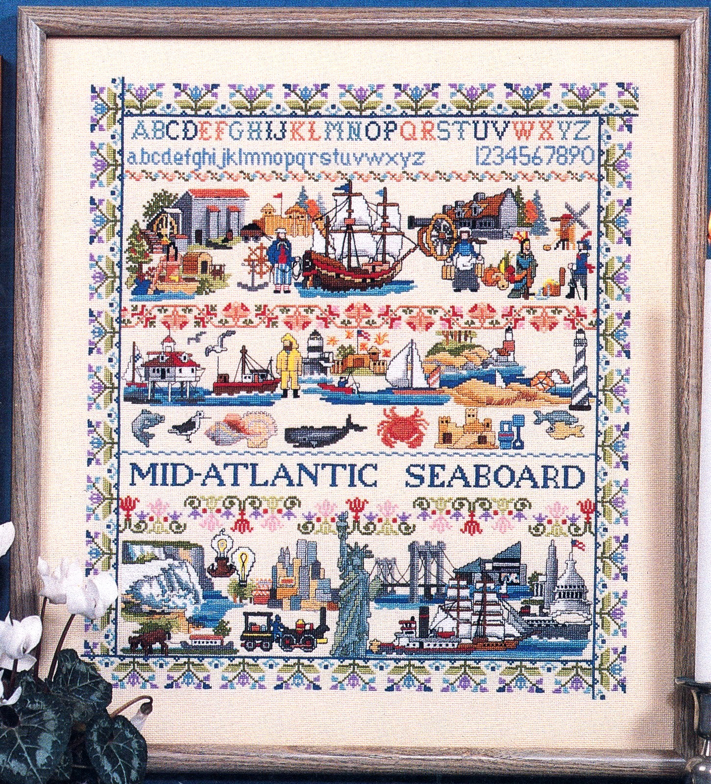 Ginger & Spice MID-ATLANTIC SAMPLER Cross Stitch Chart Only OOP RARE – landmarks