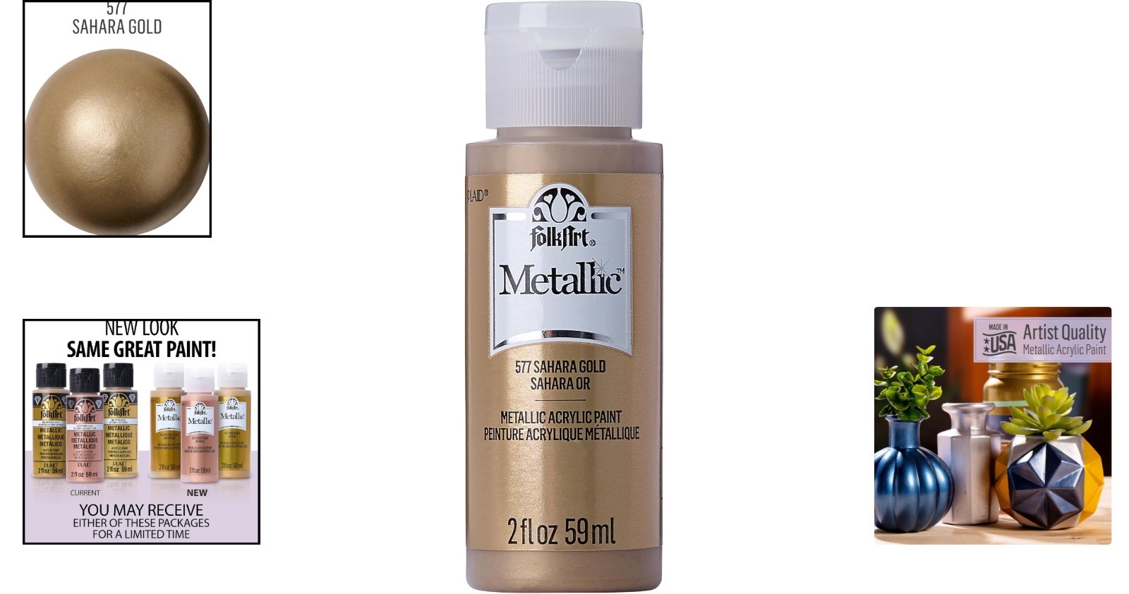 American-Made 2 oz Non-Toxic Metallic Paint in Sahara Gold – For All Surfaces