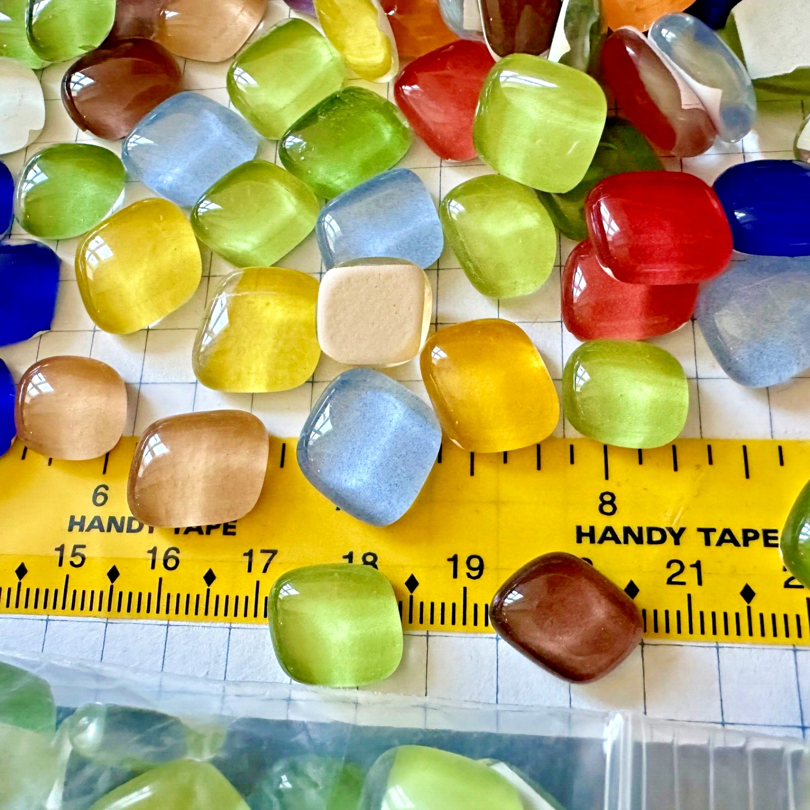 Tiles, Mosaic, GLASS, PEBBLES,2.32 lbs, irregular shaped, Multi color, HUGE LOT