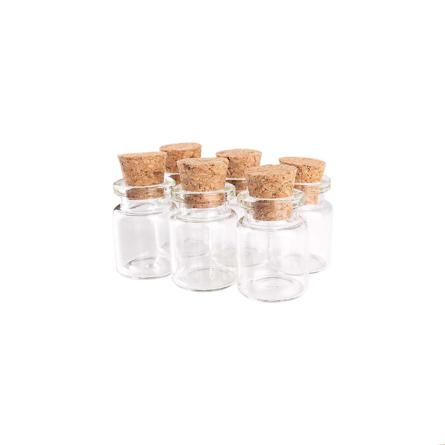 100 PCS Small Bottles 1ml 13x18mm Clear Cork Vials Glass Bottles Wishing Bottle