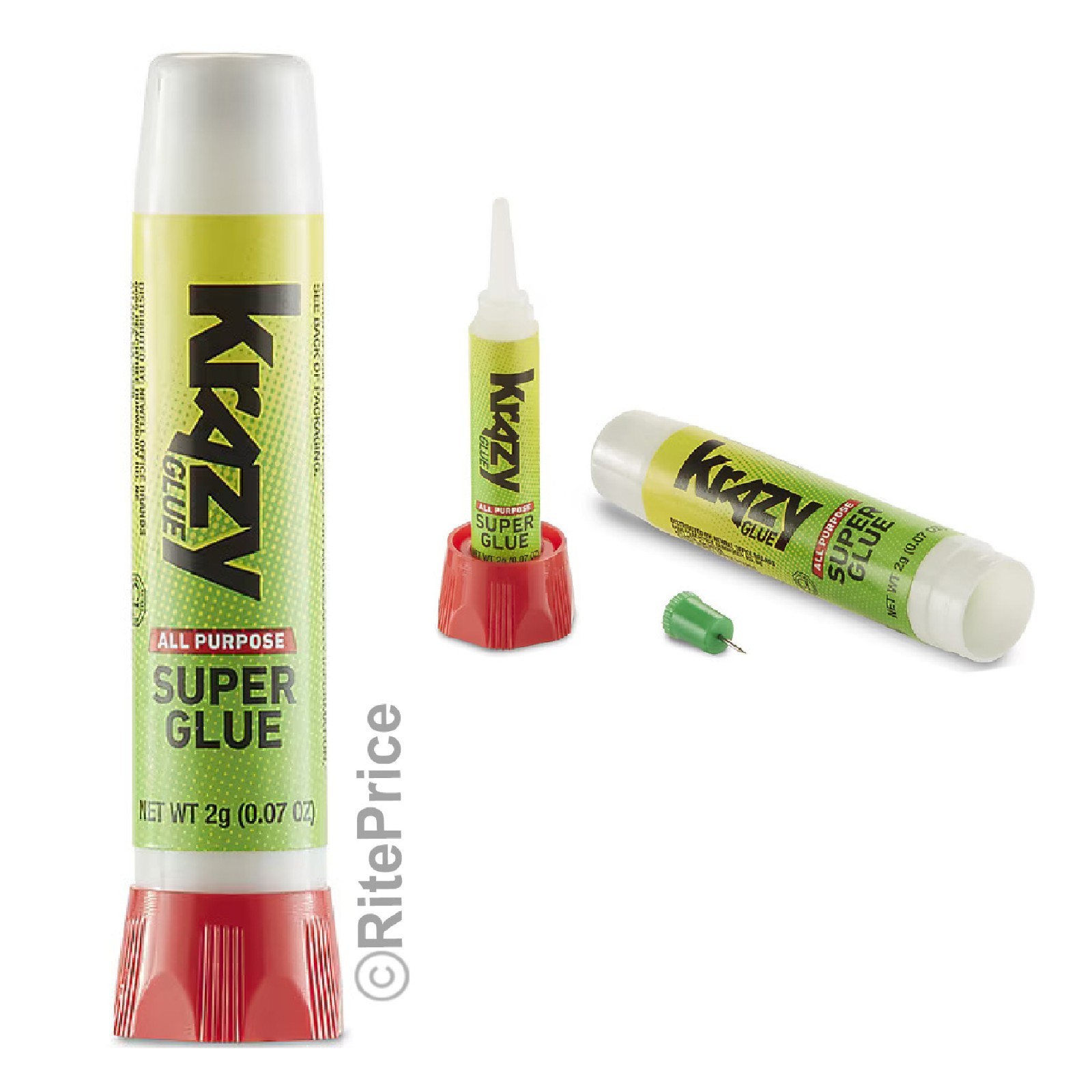 2 Pcs Krazy Glue 0.07oz Instant Thick Super Glue All Purpose Fast Drying Tube