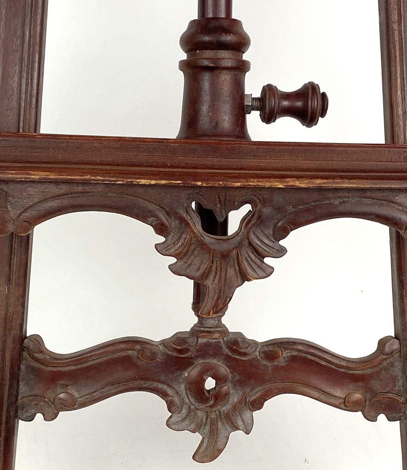 Vintage Hand-Carved 39″ Mahogany Baroque Revival Display Floor Easel Stand