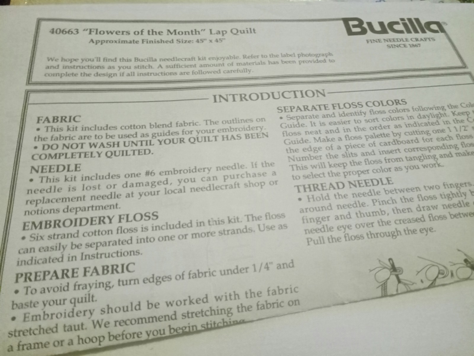 2 Bucilla 40663 Cross Stitch Kits 40663 Lap Quilt”Flowers o-the Month”1 Finished