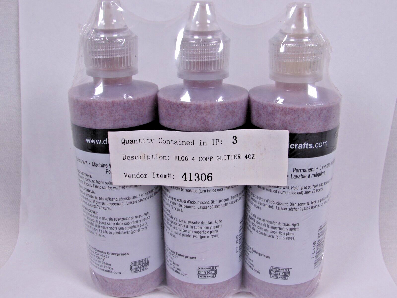 Tulip Dimensional Fabric Paint 4 oz GLITTER 3 Pack COPPER GLITTER 41306