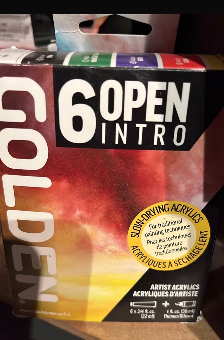 Golden OPEN Intro Slow-Drying Acrylics – Set Of 6 30ml Tubes + Thinner (22ml)