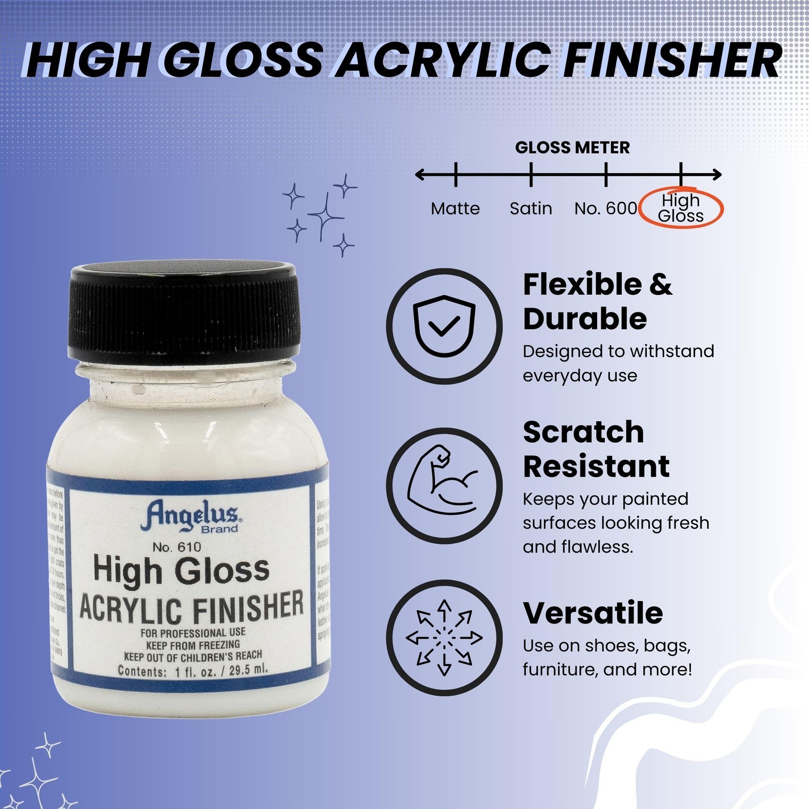 Angelus 610 High Gloss Acrylic Finisher, Clear 1 Fl Oz (Pack of 1),