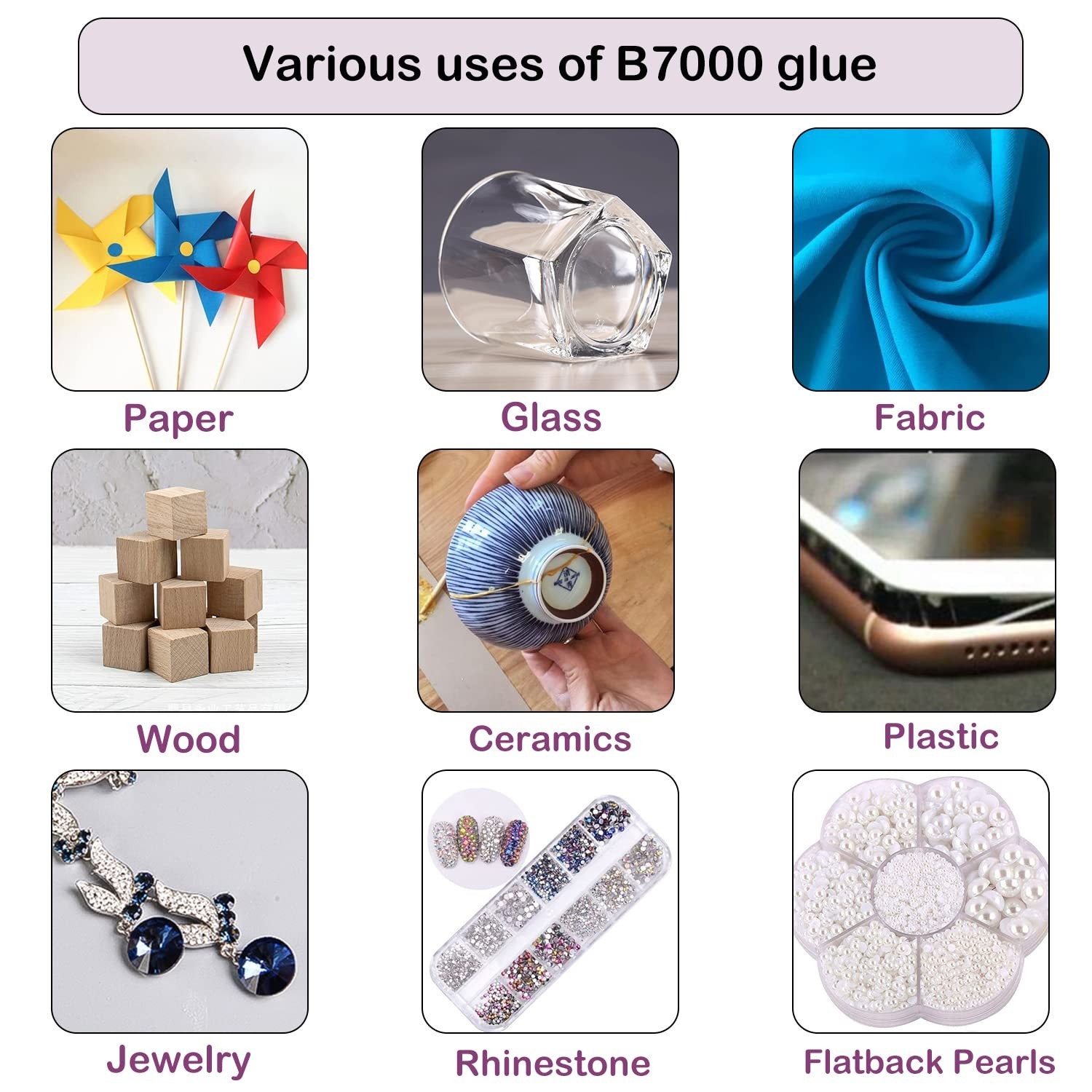 B7000 Jewelry Glue for Making, 1PCS 50ML/1.69 fl oz Clear Adhesive for Rhines…