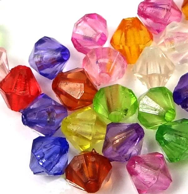 6mm Mixed Color Lucite Bicone Transparent Acrylic Beads spacer (100 pcs)