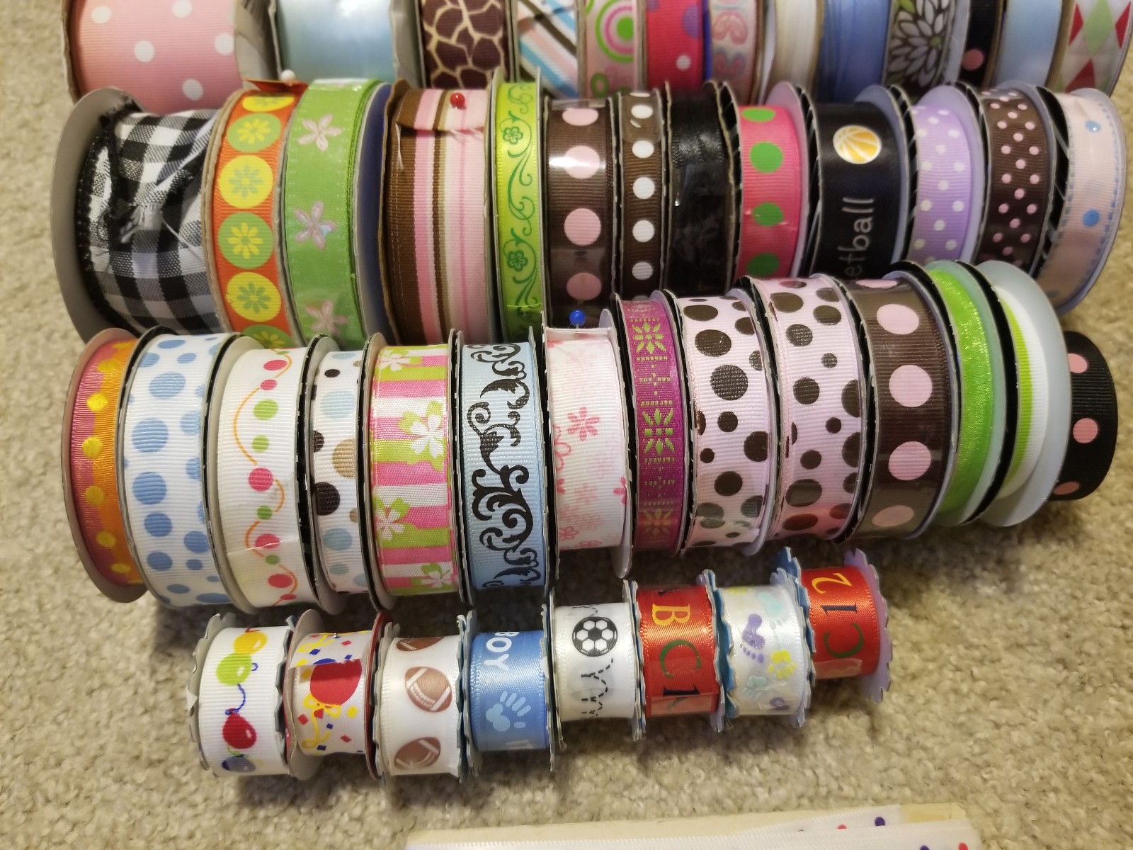 70+ Roll Ribbon Lot Assorted Sizes & Patterns Wreath Making Craft Supplies