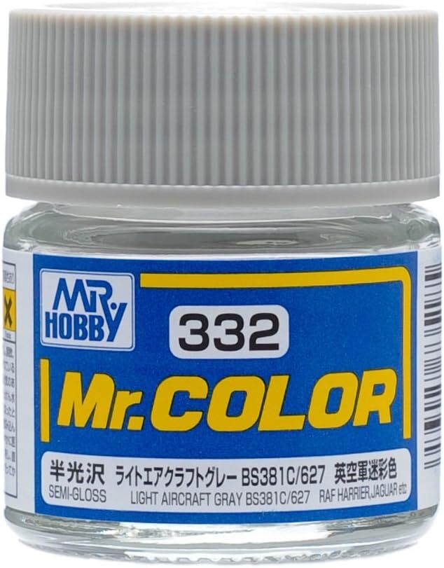 Mr. Hobby C332 Mr. Color Light Aircraft Gray BS381C/627 Lacquer Paint 10ml – US