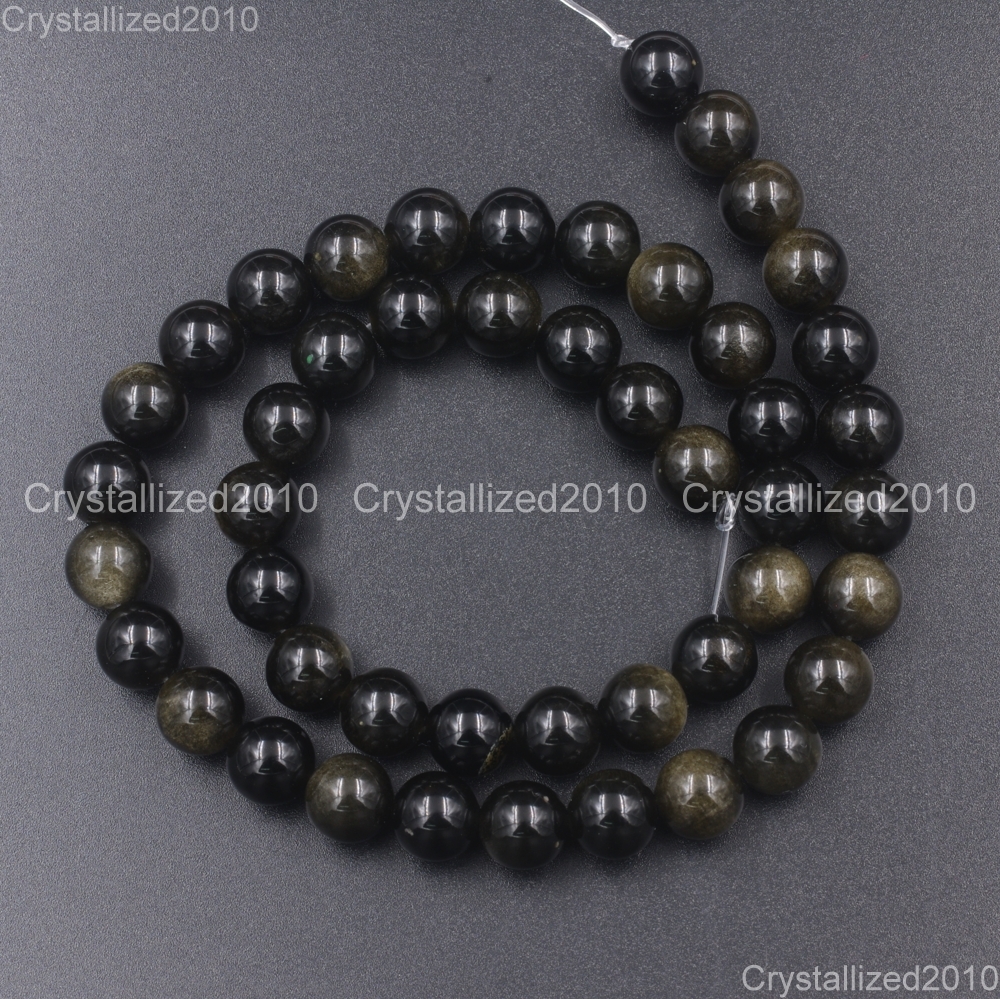 Natural Golden Obsidian Gemstone Round Beads 4mm 6mm 8mm 10mm 12mm 16mm 15.5″