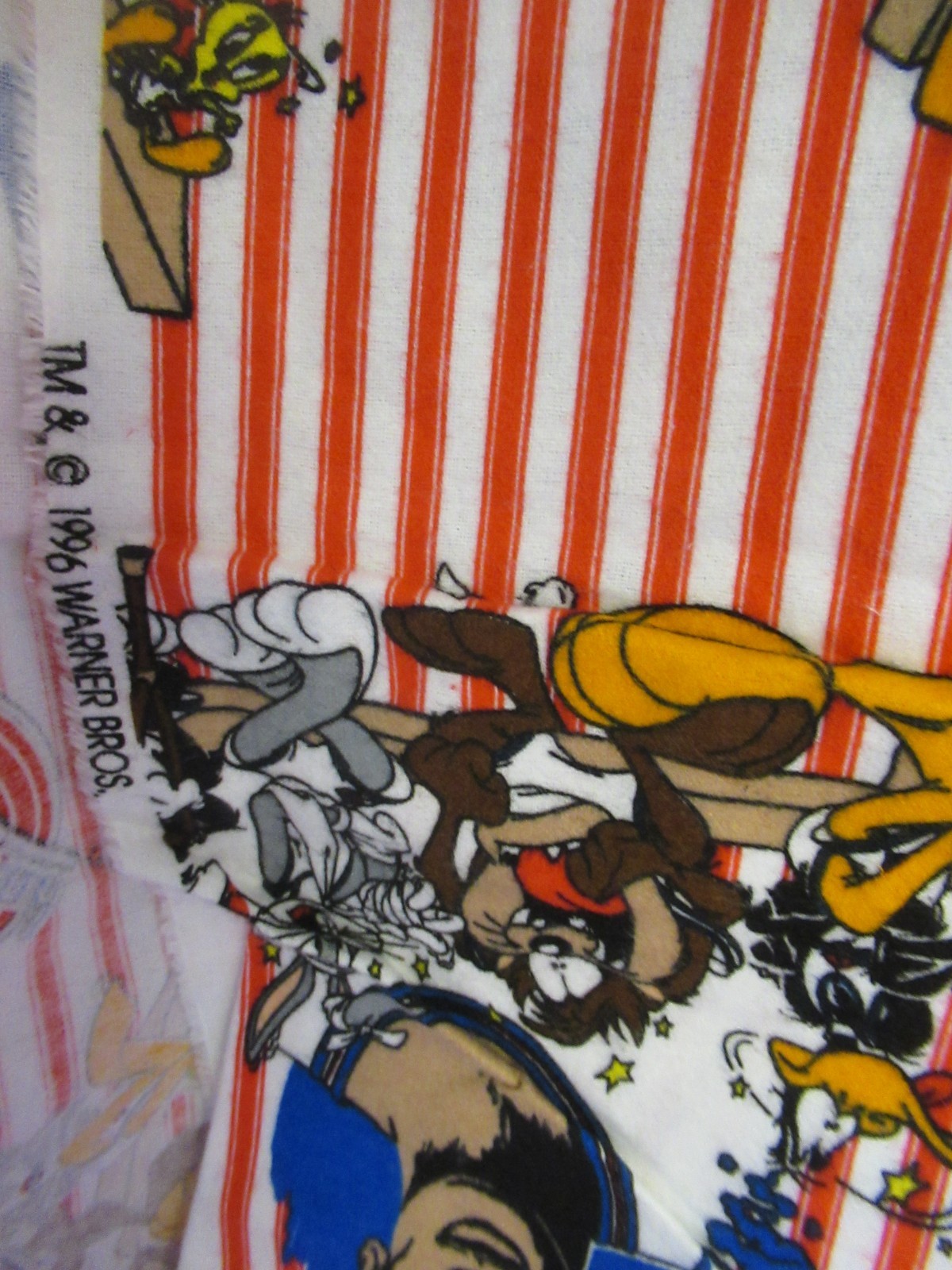 VTG 1996 SPACE JAM Warner Bros FLANNEL FABRICSLooney Tunes Jordan SBTY X45