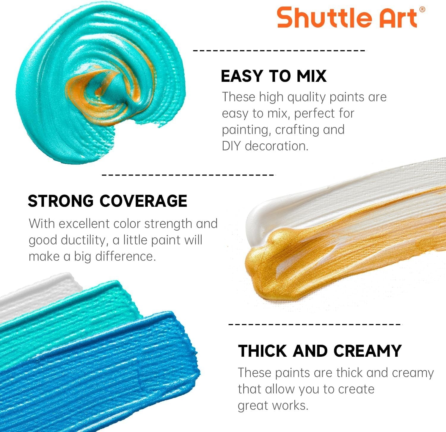 Versatile Metallic Acrylic Paint Set – 60ml Bottles, Includes Brushes & Palette