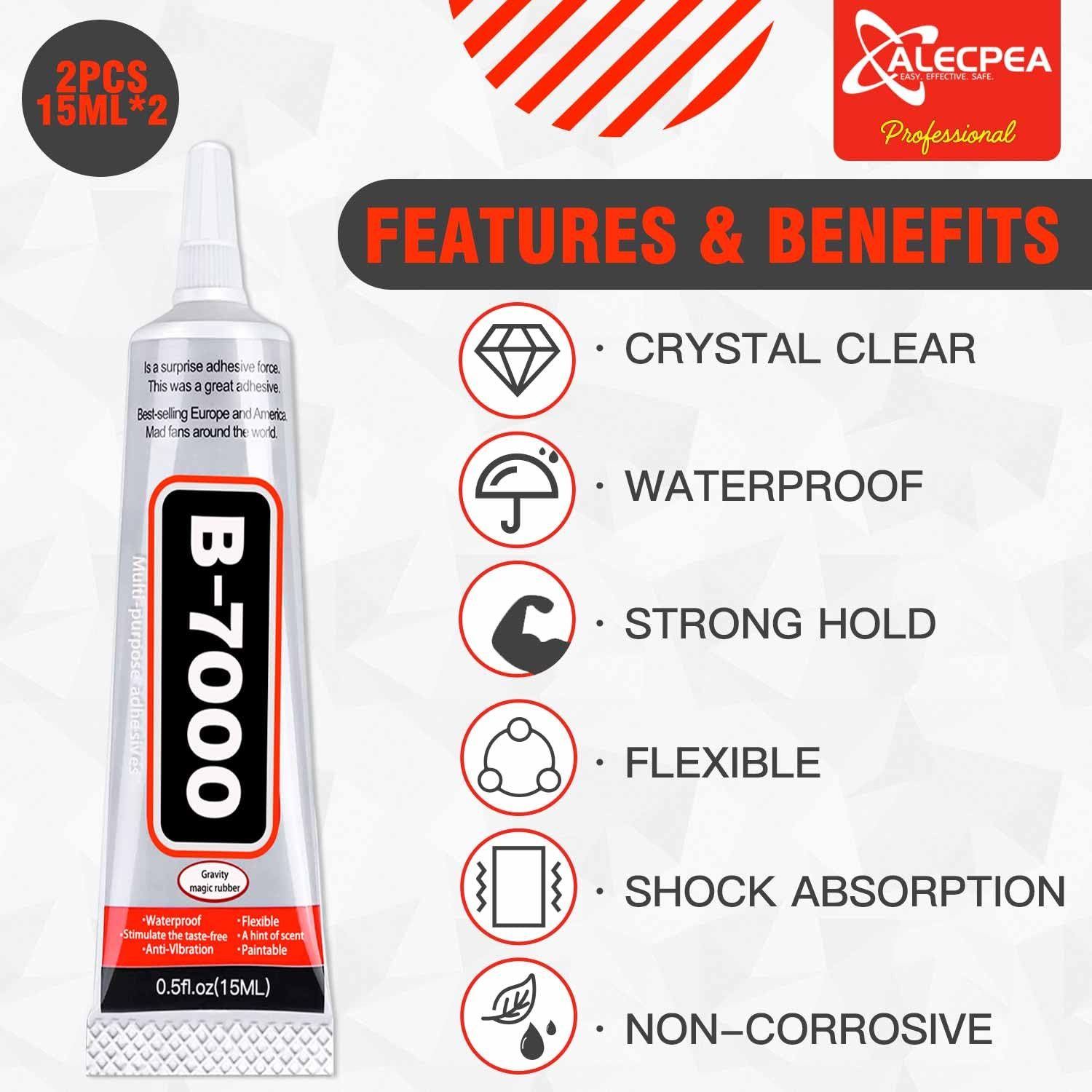B-7000 Craft Glue for Jewelry Making – 15Ml/0.5Oz (2 Pack) – Multi-Function B-70