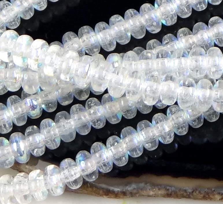 50 Czech Glass Rondelle Beads – Crystal AB 4x2mm moonstone