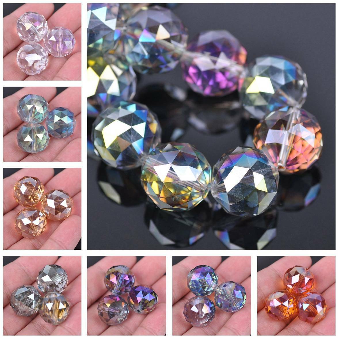 10pcs 20mm Big Round Faceted Crystal Glass Ball Loose Beads for Jewelry Making