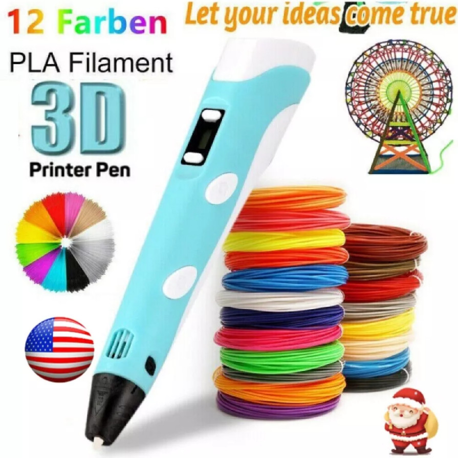 3D Printing Pen Set 3D Drawing Pen with Led Display 3 Color Filament Kid Gift