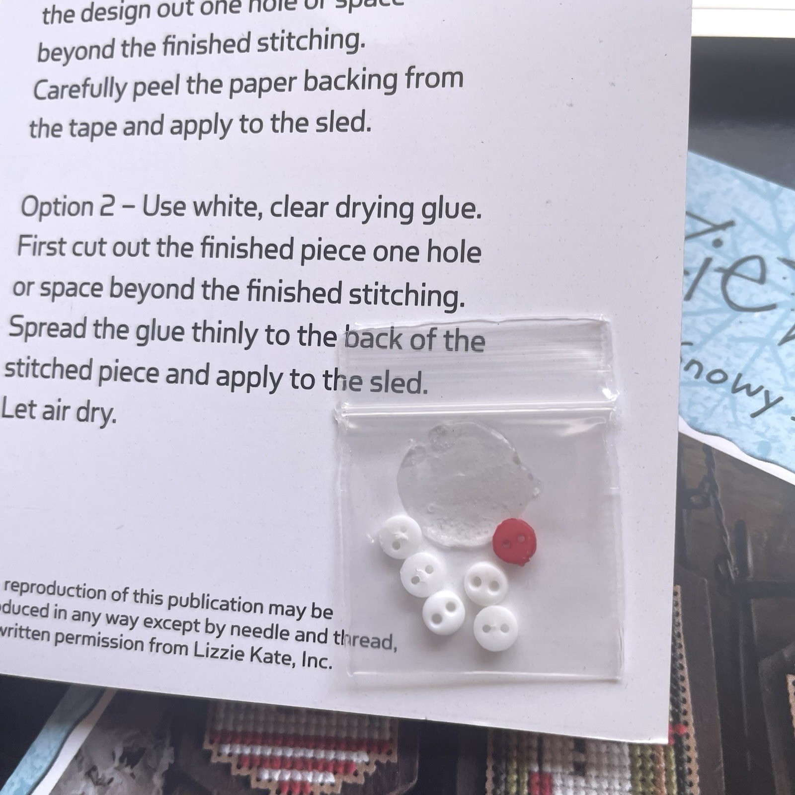 2 Lizzie Kate Snowy Peppermint Sleds Cross Stitch Charts Snippet Beads Buttons