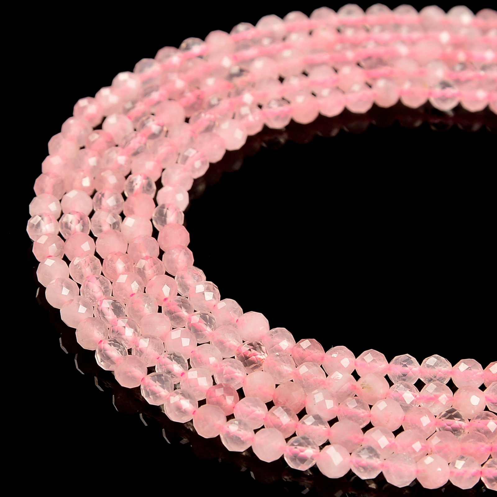 Natural Rose Quartz Faceted Round Beads Size 2mm 3mm 4mm 5.5mm 15.5″ Strand