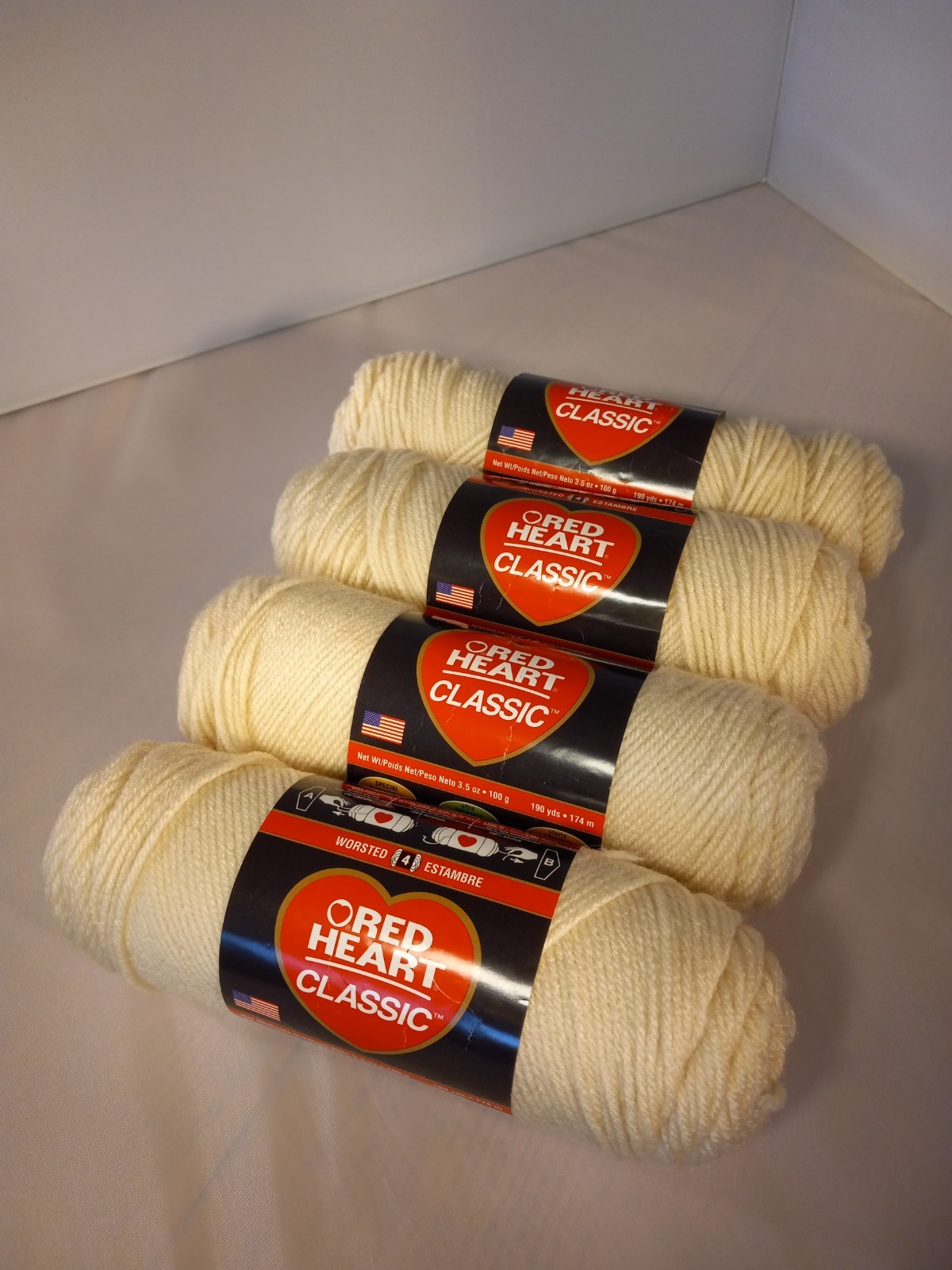 Red Heart Classic Yarn 3 New Old Stock Skeins, 1 Partial, Same Dye Lot