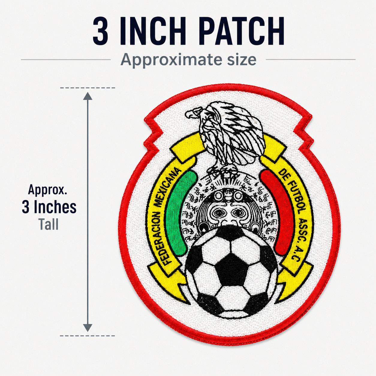 Mexico Soccer Crest Iron On Embroidered Patch Badge 3×3 Inch Futbol Mexicano