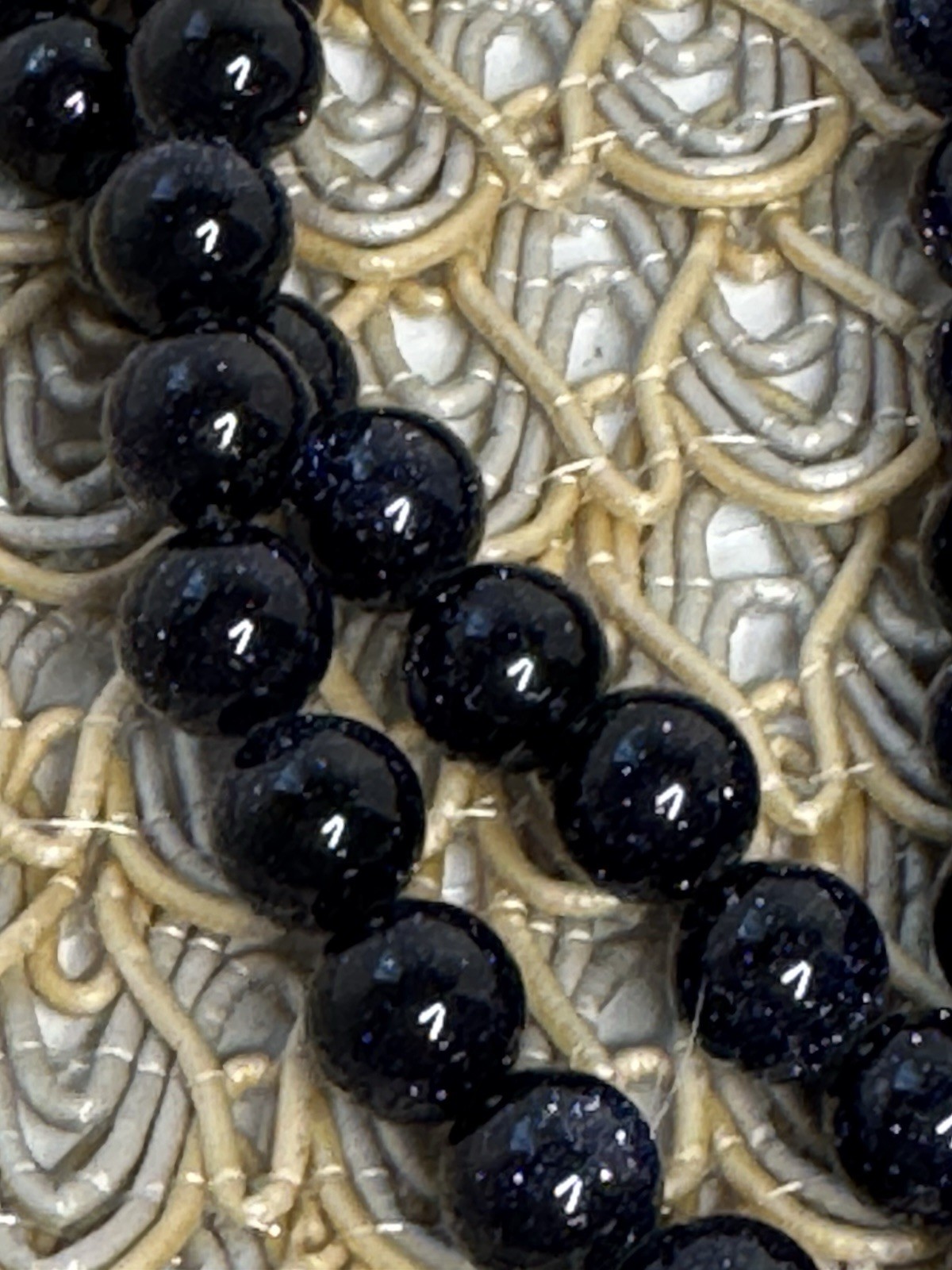 Blue Sandstone Goldstone Beads Sparkle Smooth round Stone 8mm