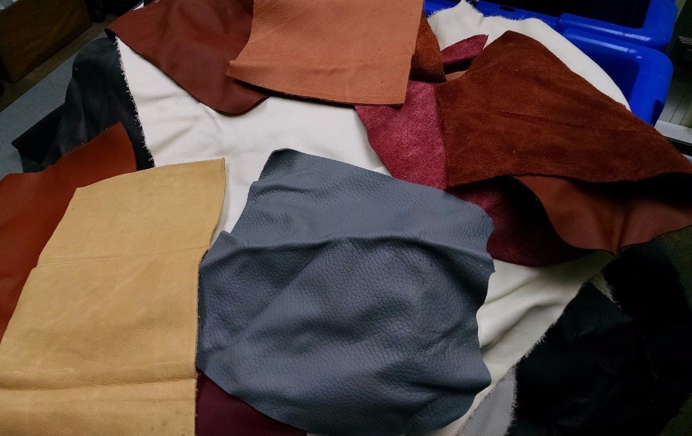 5 lbs of Bulk Scrap Leather Trimmings 1 to 4 oz Cowhide Remnants Color Craft Mix