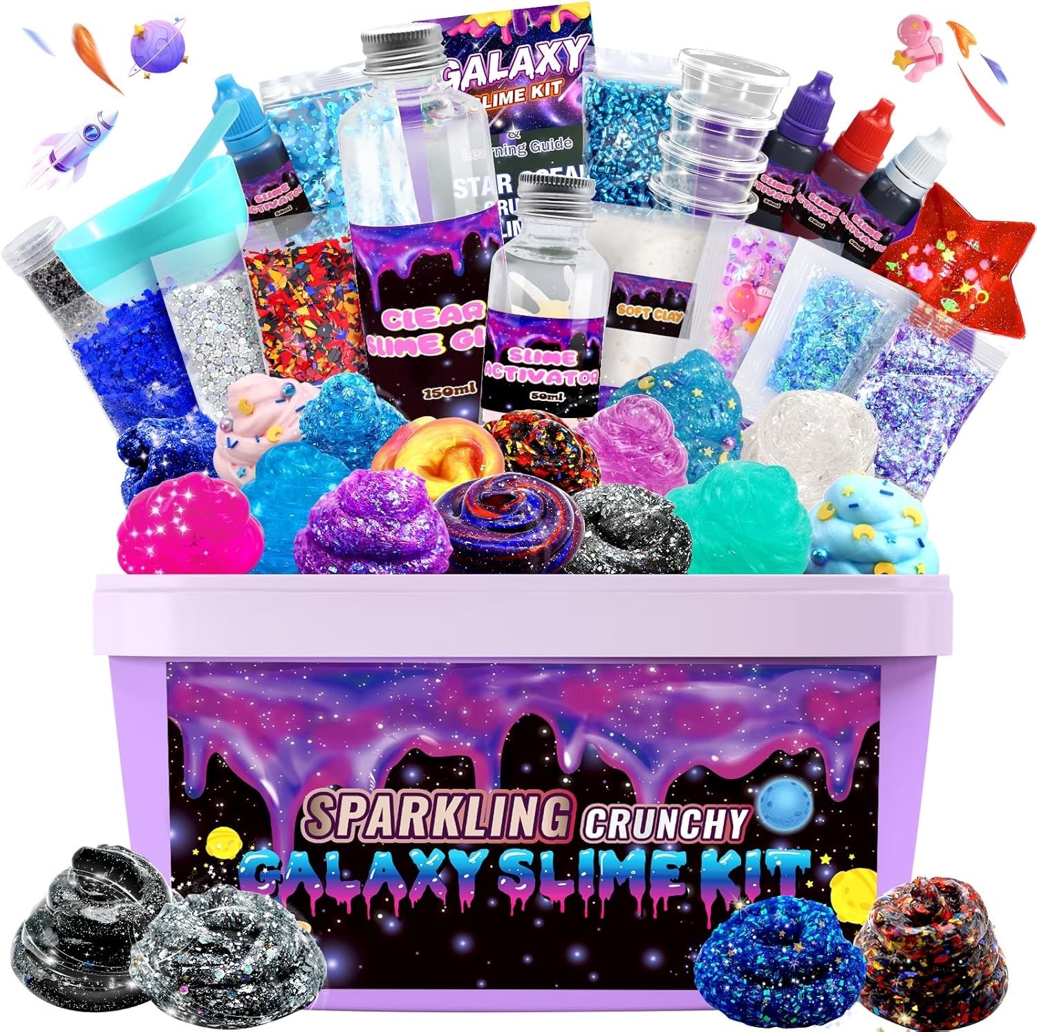 Creative Galaxy Slime Set for Kids 6-12, Color-Changing & Glitter Fun, 18 Pieces
