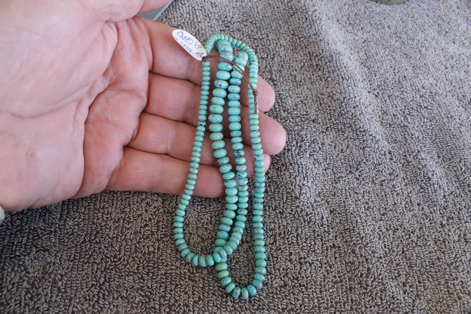 24in Campitos Turquoise Graduated Rondelle shape beads CHOICE Quality