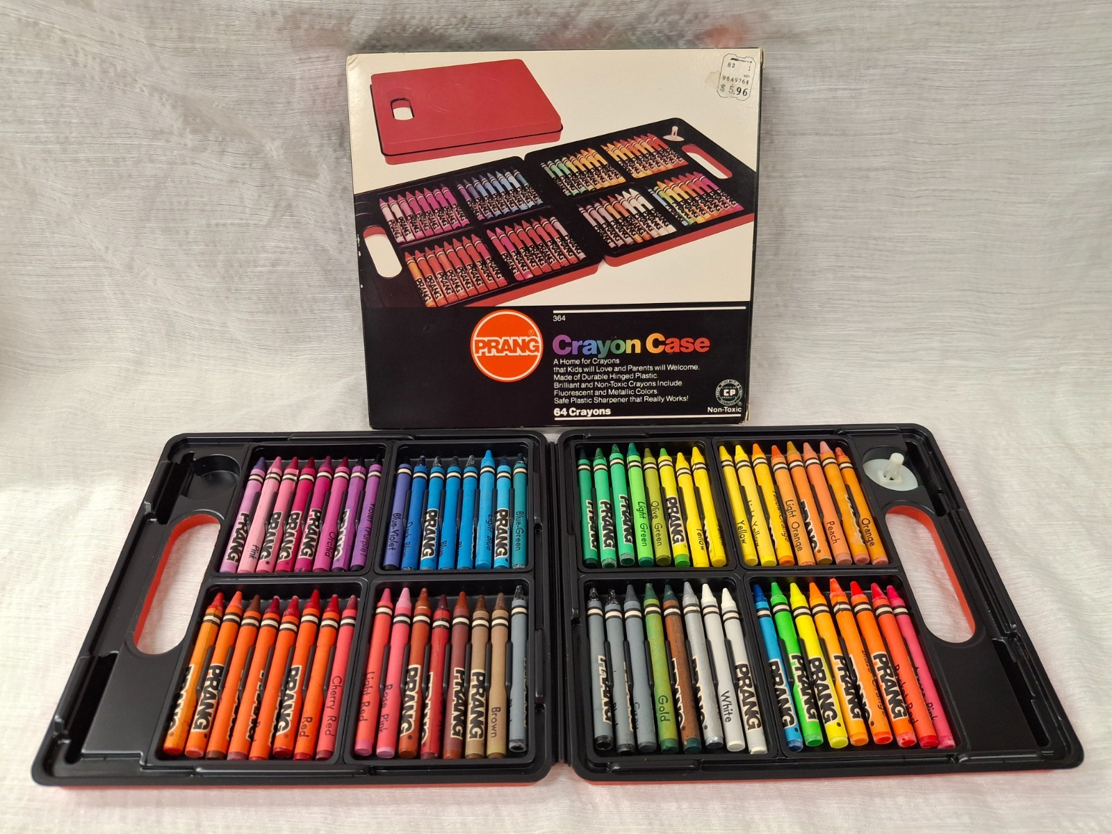 PRANG Crayon Case 64 Crayons Non-Toxic Made in USA NEW!!
