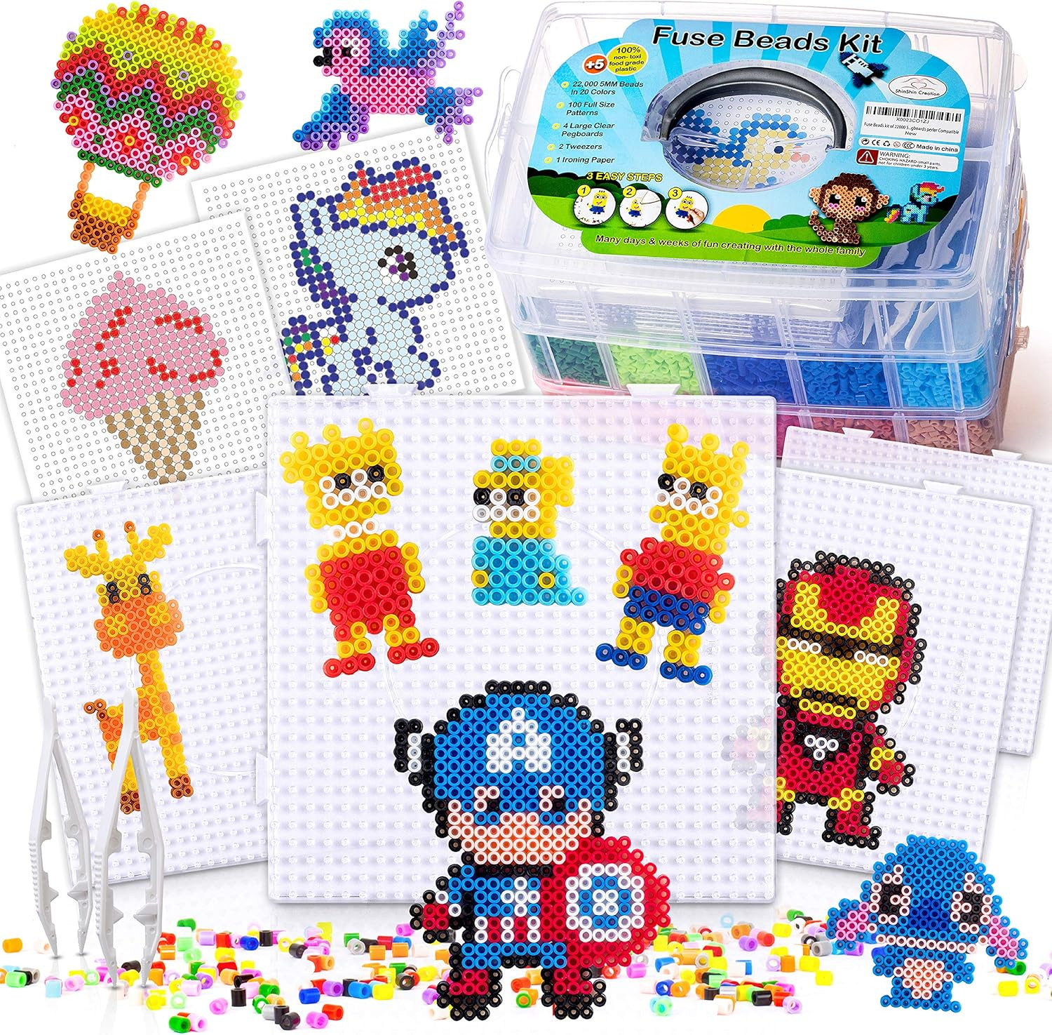 XXL Fuse Beads Kit, Melty Melting Beads for Kids Crafts | Iron for Kids Kit – Fu