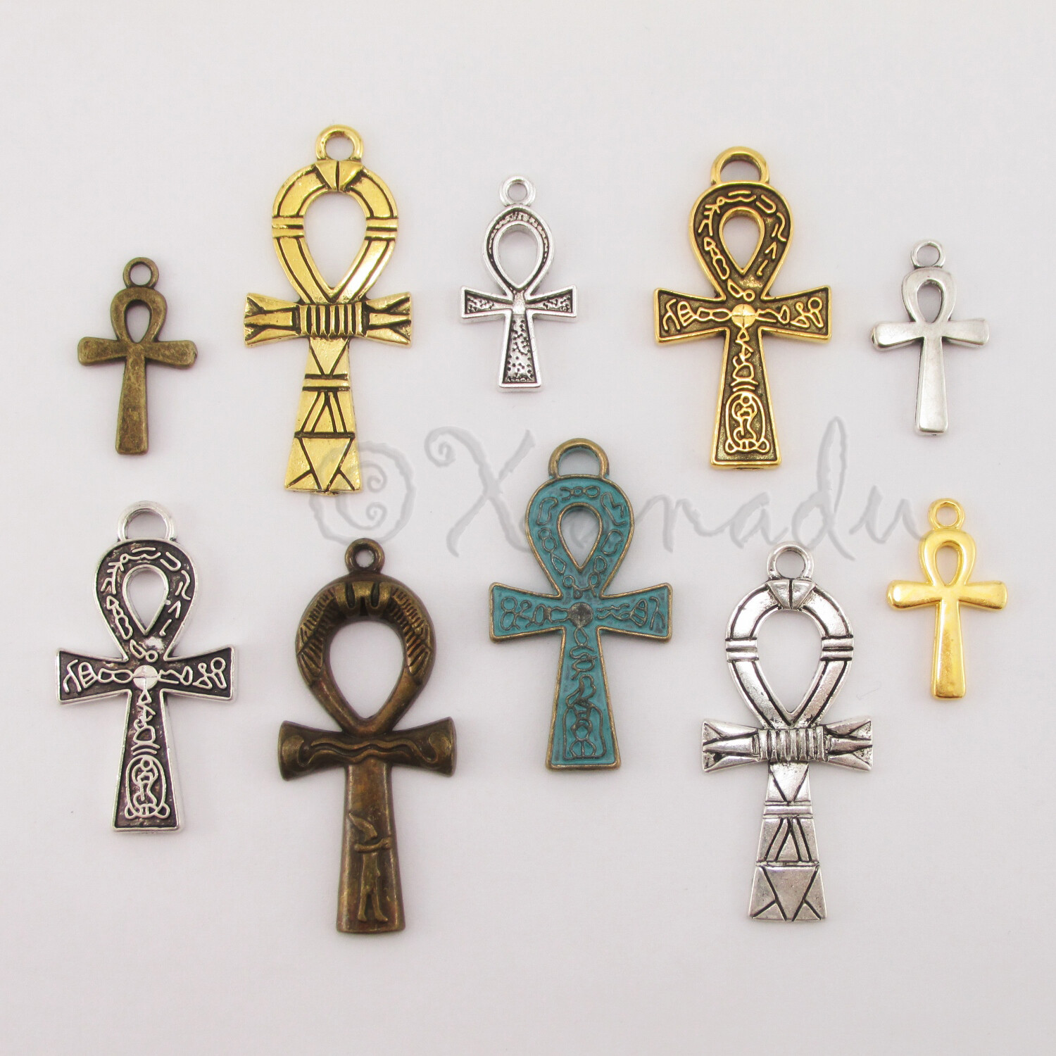 Egyptian Ankh Cross Charms Set 10PC Egypt Pendant Mix CM052024 – 10, 20 Or 50PCs