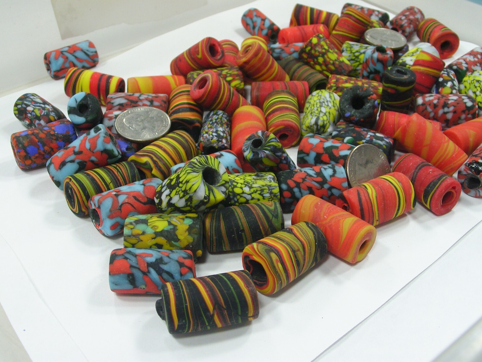 2 Pounds Large Multicolor India Handmade Millefiori Glass Beads Bulk (MNP-9) ⭐