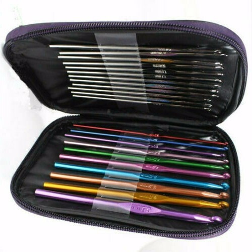New 22pcs Suit Multi-colour Aluminum Crochet Hooks Needles Knit Weave Craft Yarn