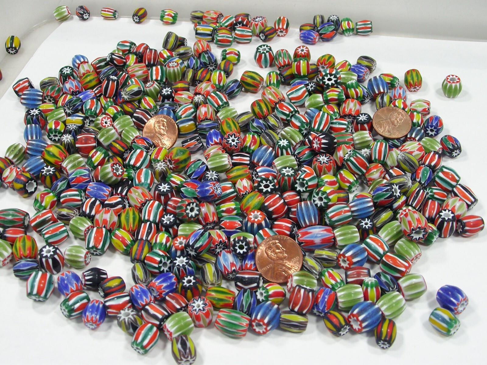 One Pound Assorted India Handmade Chevron Glass Beads Bulk Lot Sale (KPX-53)