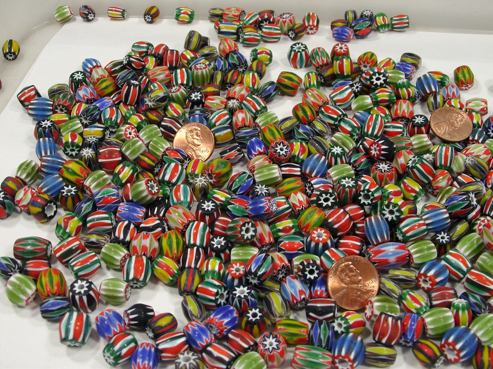 One Pound Assorted India Handmade Chevron Glass Beads Bulk Lot Sale (KPX-53)