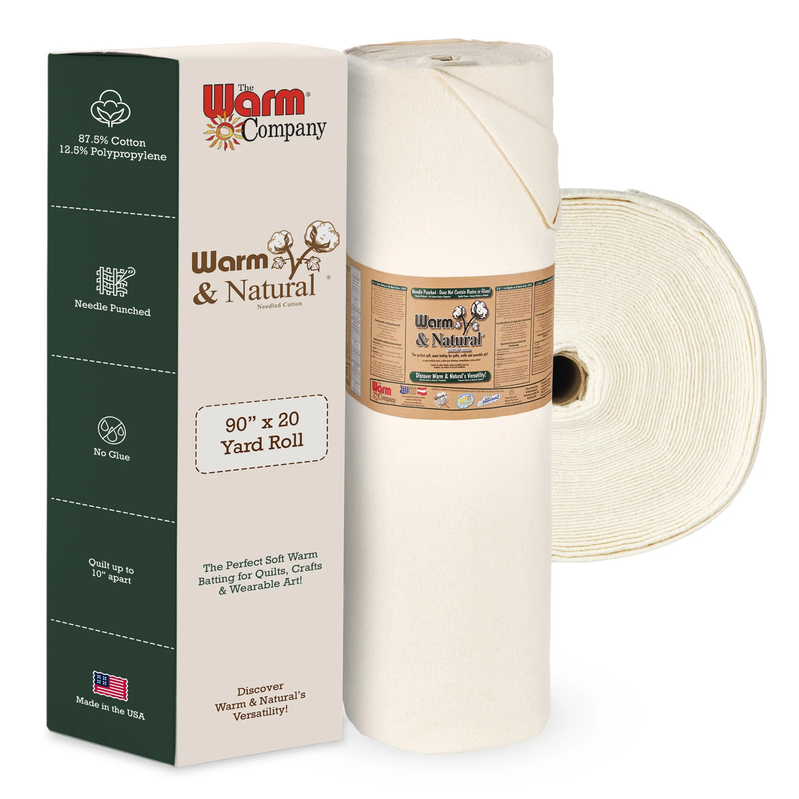Pellon Polyester Quilting Batting. White. 60″ x 20 Yards by the Bolt 1 pack