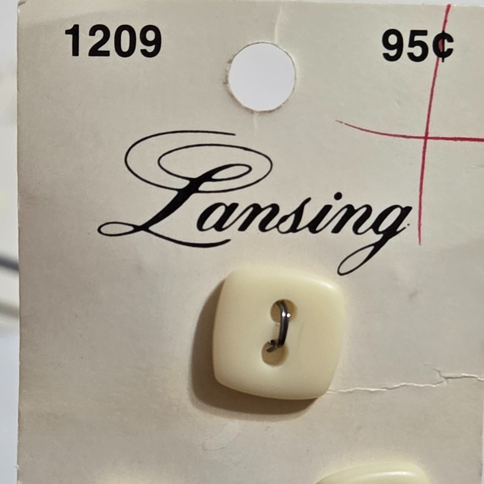 Lansing Vintage Buttons 3 Flat Cream Ivory Square 1/2″ 12mm Size 20 2 Hole 1209