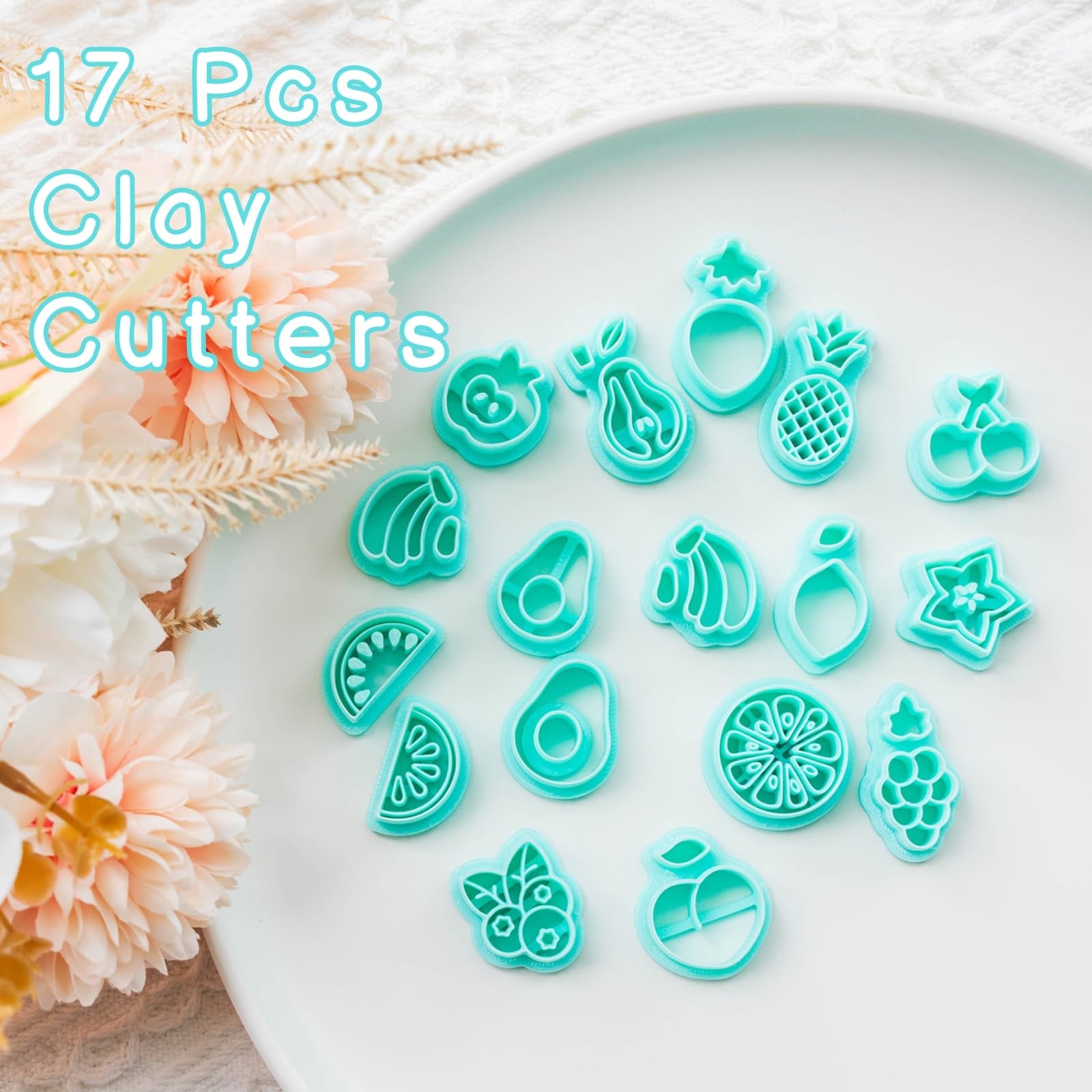 Fruit Clay Cutters – 17 Shapes, Earrings Making Set, Strawberry & Lemon Clay …