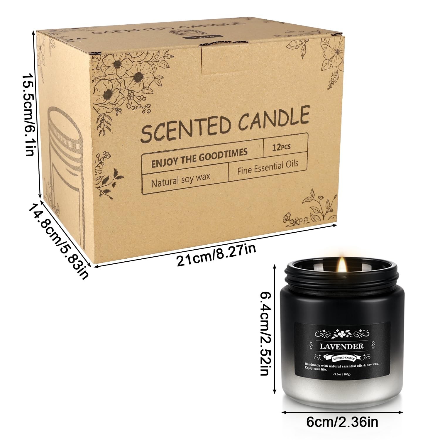 12-Pack Scented Candles Set – Men Candles for Home Scented, 3.5oz Soy Wax, Lo…